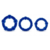 Набор из 3 синих эрекционных колец Stay Hard Beaded Cockrings - Blush Novelties - в Иркутске купить с доставкой