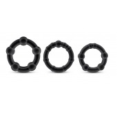Набор из 3 чёрных эрекционных колец Stay Hard Beaded Cockrings - Blush Novelties - в Иркутске купить с доставкой