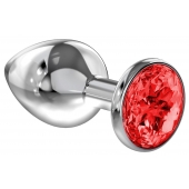 Большая серебристая анальная пробка Diamond Red Sparkle Large с красным кристаллом - 8 см. - Lola Games - купить с доставкой в Иркутске