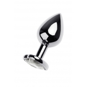 Серебристая анальная пробка с прозрачным кристаллом-сердцем - 8 см. - ToyFa - купить с доставкой в Иркутске