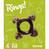 Чёрное эрекционное кольцо Rings Screw - Lola Games - в Иркутске купить с доставкой