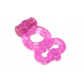 Розовое эрекционное кольцо Rings Treadle с подхватом - Lola Games - в Иркутске купить с доставкой