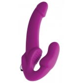 Ярко-розовый безремневой вибрострапон Evoke Vibrating Strapless Silicone Strap-on Dildo - XR Brands - купить с доставкой в Иркутске