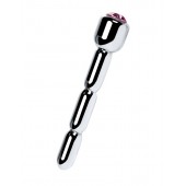 Серебристый уретральный плаг со стразом - 7 см. - ToyFa - купить с доставкой в Иркутске