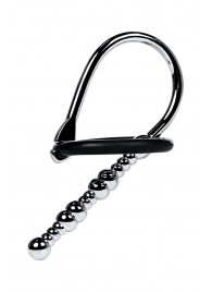 Серебристый уретральный плаг-бусины TOYFA Metal с мягким фиксириющим кольцом - ToyFa - купить с доставкой в Иркутске