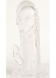 Прозрачная гелевая насадка с клиторальным отростком - 13 см. - Toyfa Basic - в Иркутске купить с доставкой