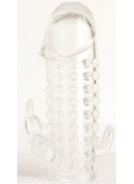 Гелевая прозрачная насадка с 2 отростками - 13 см. - Toyfa Basic - в Иркутске купить с доставкой