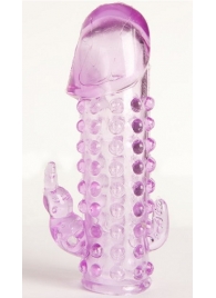 Закрытая фиолетовая насадка с 2 отростками - 13 см. - Toyfa Basic - в Иркутске купить с доставкой