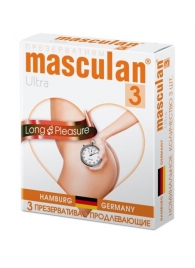 Розовые презервативы Masculan Ultra Long Pleasure с колечками, пупырышками и продлевающим эффектом - 3 шт. - Masculan - купить с доставкой в Иркутске