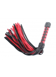 Черно-красная клеть с плетеной ручкой с ромбовидным узором - 45 см. - БДСМ Арсенал - купить с доставкой в Иркутске