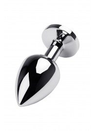 Серебристая коническая анальная пробка с красным кристаллом - 8 см. - ToyFa - купить с доставкой в Иркутске