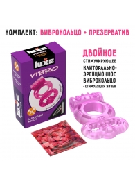 Розовое эрекционное виброкольцо Luxe VIBRO  Бархатный молот  + презерватив - Luxe - в Иркутске купить с доставкой