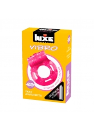 Розовое эрекционное виброкольцо Luxe VIBRO  Ужас Альпиниста  + презерватив - Luxe - в Иркутске купить с доставкой