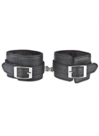 Черные фиксаторы для ног на цепи с мехом внутри - Lux Fetish - купить с доставкой в Иркутске