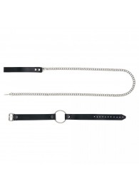 Черный поводок и чокер с кольцом Rada - Rebelts - купить с доставкой в Иркутске