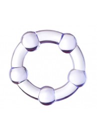 Фиолетовое эрекционное кольцо на пенис с бусинами - Штучки-дрючки - в Иркутске купить с доставкой