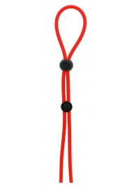 Красное лассо на пенис с двумя бусинами STRETCHY LASSO CAGE - Dream Toys - в Иркутске купить с доставкой