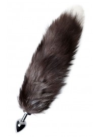 Серебристая металлическая анальная втулка с хвостом чернобурой лисы - размер S - ToyFa - купить с доставкой в Иркутске