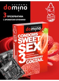 Презервативы для орального секса DOMINO Sweet Sex с ароматом клубничного коктейля  - 3 шт. - Domino - купить с доставкой в Иркутске