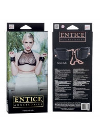 Черные мягкие наручники Entice French Cuffs с цепью - California Exotic Novelties - купить с доставкой в Иркутске