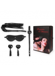 Эротический набор в черном цвете: маска, кляп, пэстисы, плётка - Notabu - купить с доставкой в Иркутске
