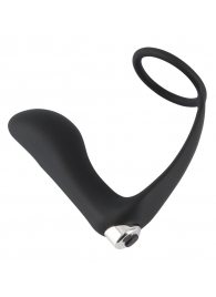 Черное эрекционное кольцо с анальной вибропробкой Vibrating Ring   Plug - Orion - в Иркутске купить с доставкой