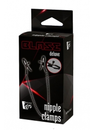 Черные зажимы на соски на цепочке BLAZE DELUXE NIPPLE CLAMPS - Dream Toys - купить с доставкой в Иркутске