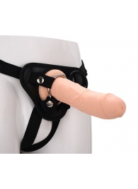 Черные трусики с телесной насадкой STRAP ON REAL DILDO - 21 см. - Dream Toys - купить с доставкой в Иркутске