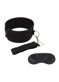 Черный ошейник с длинным поводком Collar and Leash Set - Lux Fetish - купить с доставкой в Иркутске