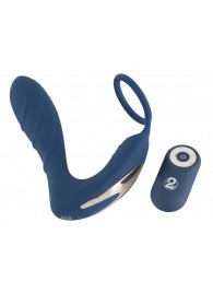 Синий вибростимулятор простаты с кольцом - 14,5 см. - Orion - в Иркутске купить с доставкой