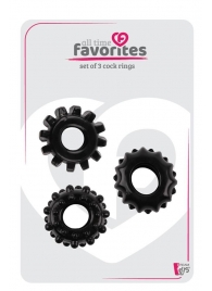 Набор из 3 черных эрекционных колец SET OF 3 COCKRINGS - Dream Toys - в Иркутске купить с доставкой