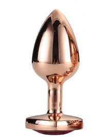Золотистая анальная втулка с кристаллом-сердечком розового цвета - 7,1 см. - Dream Toys - купить с доставкой в Иркутске