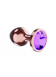 Пробка цвета розового золота с фиолетовым кристаллом Diamond Amethyst Shine S - 7,2 см. - Lola Games - купить с доставкой в Иркутске