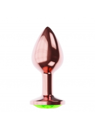 Пробка цвета розового золота с лаймовым кристаллом Diamond Emerald Shine S - 7,2 см. - Lola Games - купить с доставкой в Иркутске