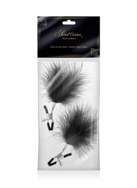 Зажимы на соски с черными пуховыми кисточками Sweet Caress Feather Nipple Clumps - Sweet Caress - купить с доставкой в Иркутске