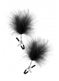 Зажимы на соски с черными пуховыми кисточками Sweet Caress Feather Nipple Clumps - Sweet Caress - купить с доставкой в Иркутске