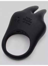 Черное эрекционное виброкольцо Sensation Rechargeable Vibrating Rabbit Love Ring - Fifty Shades of Grey - в Иркутске купить с доставкой