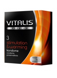 Презервативы VITALIS PREMIUM stimulation   warming с согревающим эффектом - 3 шт. - Vitalis - купить с доставкой в Иркутске