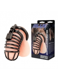 Черная металлическая клетка с замком Deluxe Chastity Cage - BlueLine - купить с доставкой в Иркутске