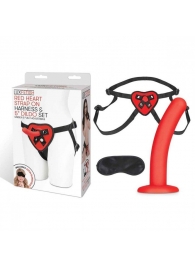 Красный поясной фаллоимитатор Red Heart Strap on Harness   5in Dildo Set - 12,25 см. - Lux Fetish - купить с доставкой в Иркутске