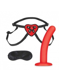 Красный поясной фаллоимитатор Red Heart Strap on Harness   5in Dildo Set - 12,25 см. - Lux Fetish - купить с доставкой в Иркутске