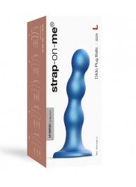 Голубая насадка Strap-On-Me Dildo Plug Balls size L - Strap-on-me - купить с доставкой в Иркутске