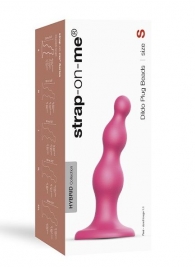 Розовая насадка Strap-On-Me Dildo Plug Beads size S - Strap-on-me - купить с доставкой в Иркутске