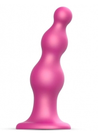 Розовая насадка Strap-On-Me Dildo Plug Beads size S - Strap-on-me - купить с доставкой в Иркутске