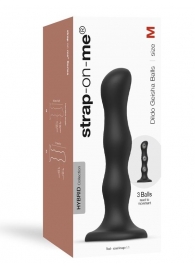 Черная насадка Strap-On-Me Dildo Geisha Balls size M - Strap-on-me - купить с доставкой в Иркутске