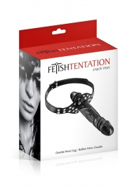 Черный кляп-фаллоимитатор Double Penis Gag - Fetish Tentation - купить с доставкой в Иркутске