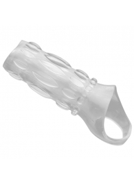 Насадка на пенис с кольцом для мошонки Clear Sensations Enhancer Sex Sleeve - 11,5 см. - XR Brands - в Иркутске купить с доставкой