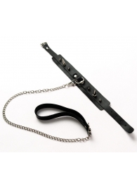 Черный ошейник с шипами и поводком - Crazy Handmade - купить с доставкой в Иркутске