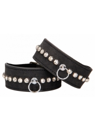 Черные наручники Diamond Studded Wrist Cuffs - Shots Media BV - купить с доставкой в Иркутске