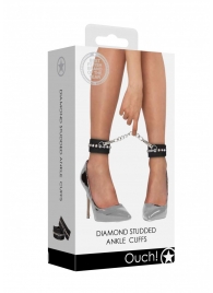 Черные поножи Diamond Studded Ankle Cuffs - Shots Media BV - купить с доставкой в Иркутске